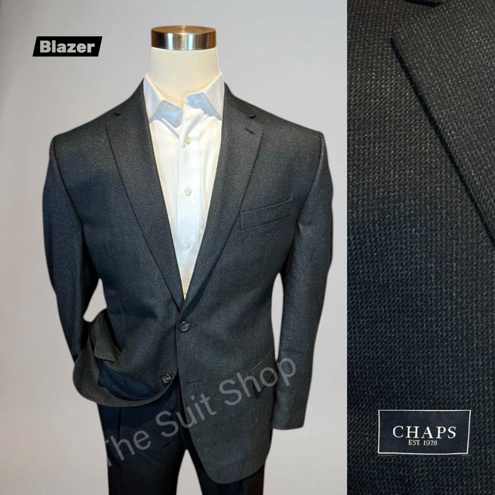 NWOT Chaps Ralph Lauren 44R Charcoal Gray Textured Flannel Finish Blazer Jacket